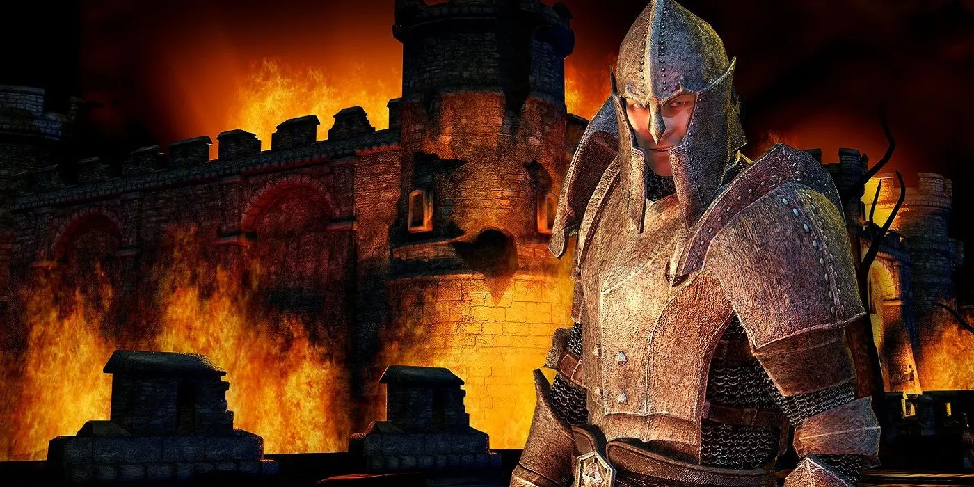 Ảnh minh họa của lính gác trong game The Elder Scrolls IV: Oblivion, thể hiện phong cách nghệ thuật của game nhập vai thế giới mở.