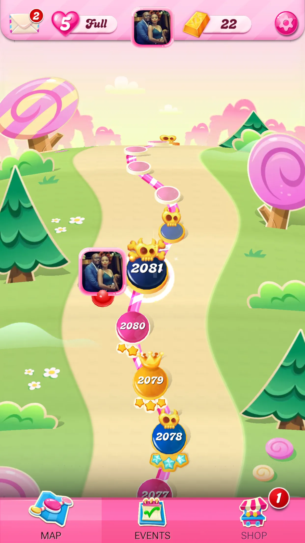 Bản đồ game Candy Crush Saga trên màn hình điện thoại