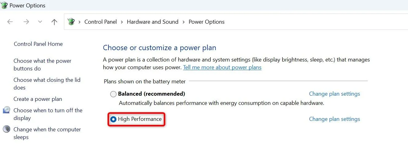 Bật chế độ nguồn Hiệu suất cao trên Windows 11
