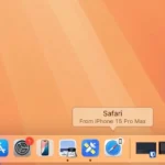 Biểu tượng Handoff của Safari trên Dock của Mac cho biết tác vụ đang diễn ra trên thiết bị Apple khác