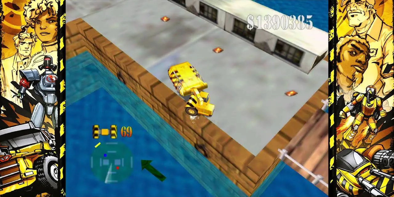 Blast Corps trên Rare Replay Xbox, một cỗ máy đang phá hủy công trình