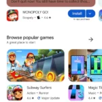 Các danh mục game được tuyển chọn nổi bật trên Google Play Store.