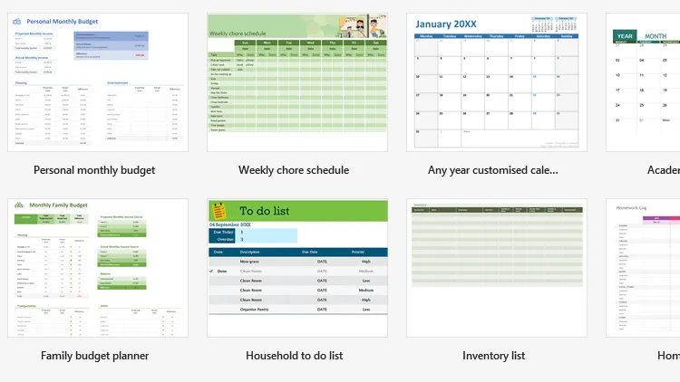 Các mẫu template đa dạng trong Microsoft Excel dành cho người dùng Microsoft 365
