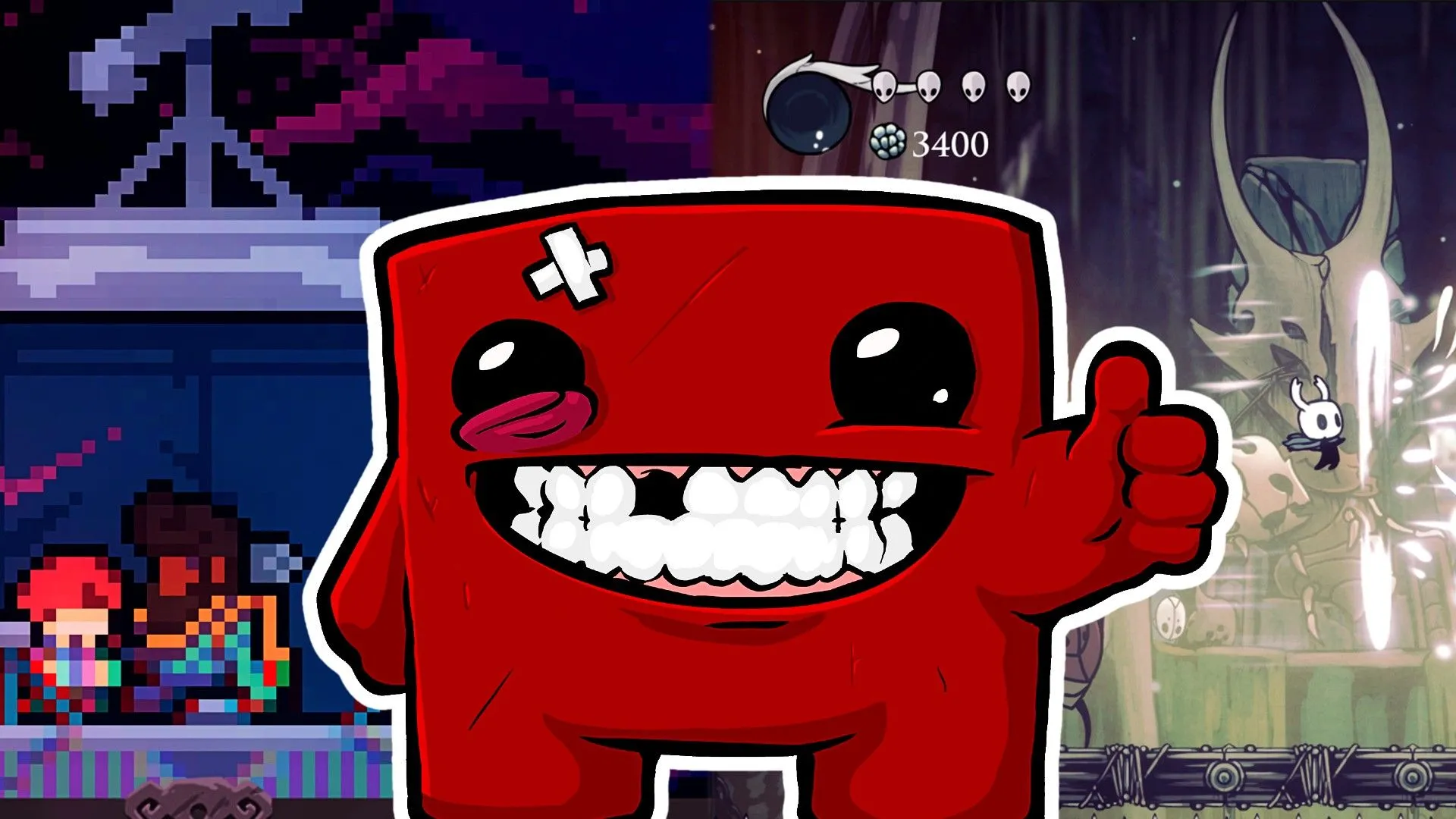 Các nhân vật game indie nổi tiếng như Super Meat Boy, Hollow Knight và Celeste, minh họa sự thành công của game indie trên nền tảng Android.