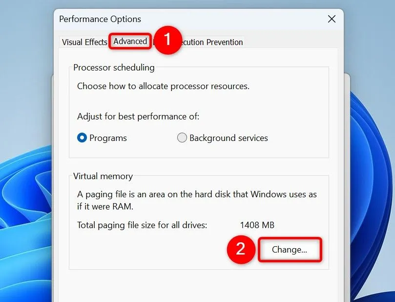 Cài đặt bộ nhớ ảo trên Windows 11