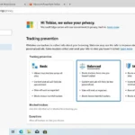 Cài đặt quyền riêng tư trên trình duyệt Microsoft Edge Chromium phiên bản đầu tiên với các tùy chọn ngăn chặn theo dõi cơ bản, cân bằng và nghiêm ngặt.