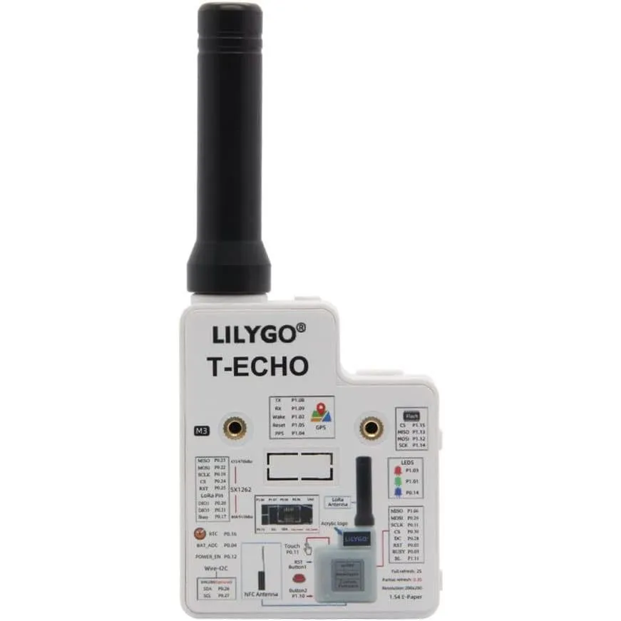 Cận cảnh thiết bị radio LoRa Lilygo T-Echo, một node Meshtastic nhỏ gọn