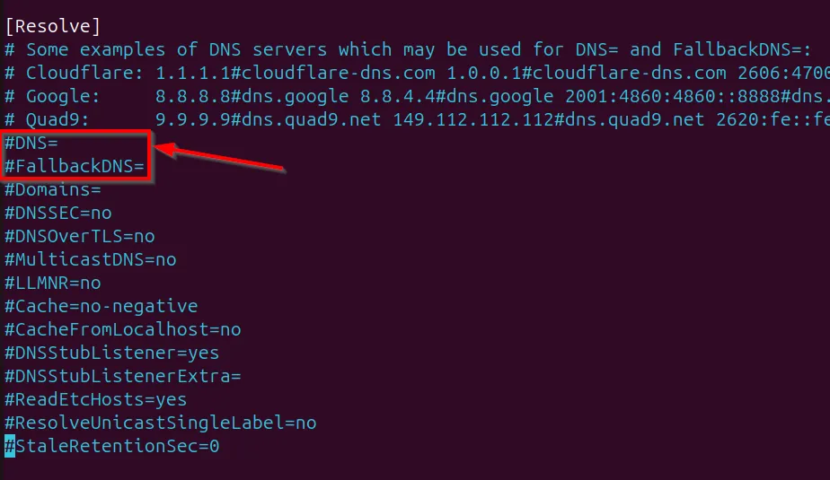 Cấu hình DNS trong file systemd-resolved.conf trên Ubuntu