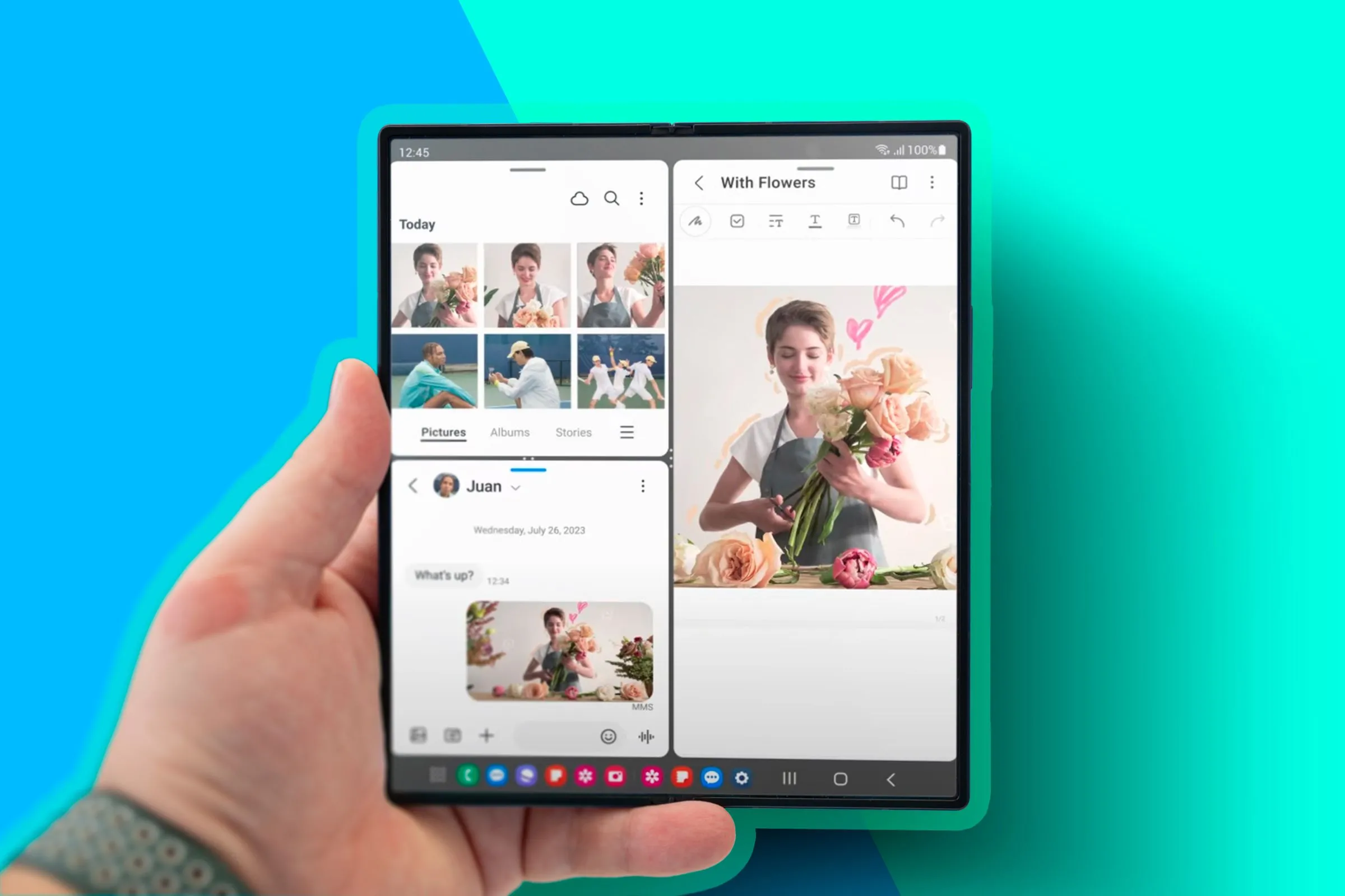 Chế độ chia đôi màn hình trên Samsung Galaxy Z Fold cho phép đa nhiệm như máy tính