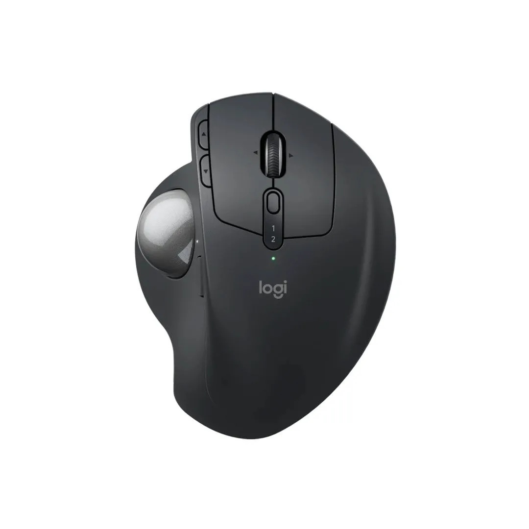 Chuột bi công thái học Logitech MX Ergo S trên nền trắng, nổi bật thiết kế ergonomic.