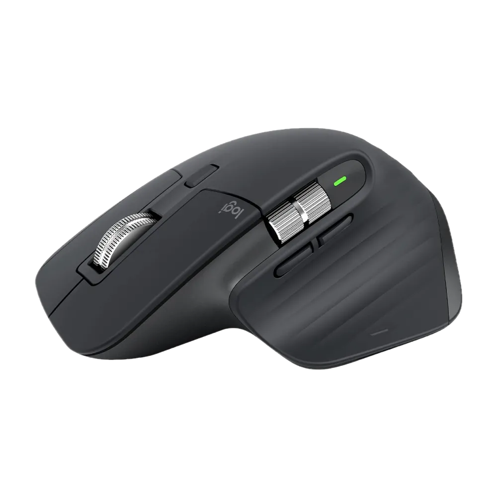 Chuột Logitech MX Master 3S màu đen với thiết kế công thái học