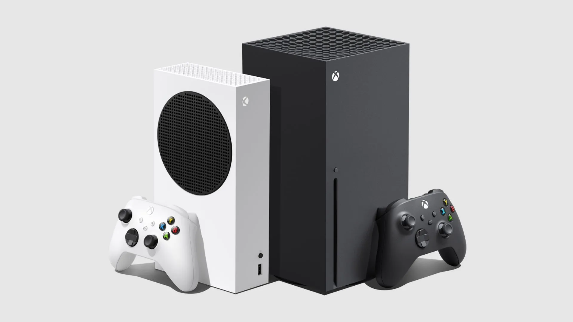 Console Xbox Series X đặt cạnh Xbox Series S trên nền đơn giản.