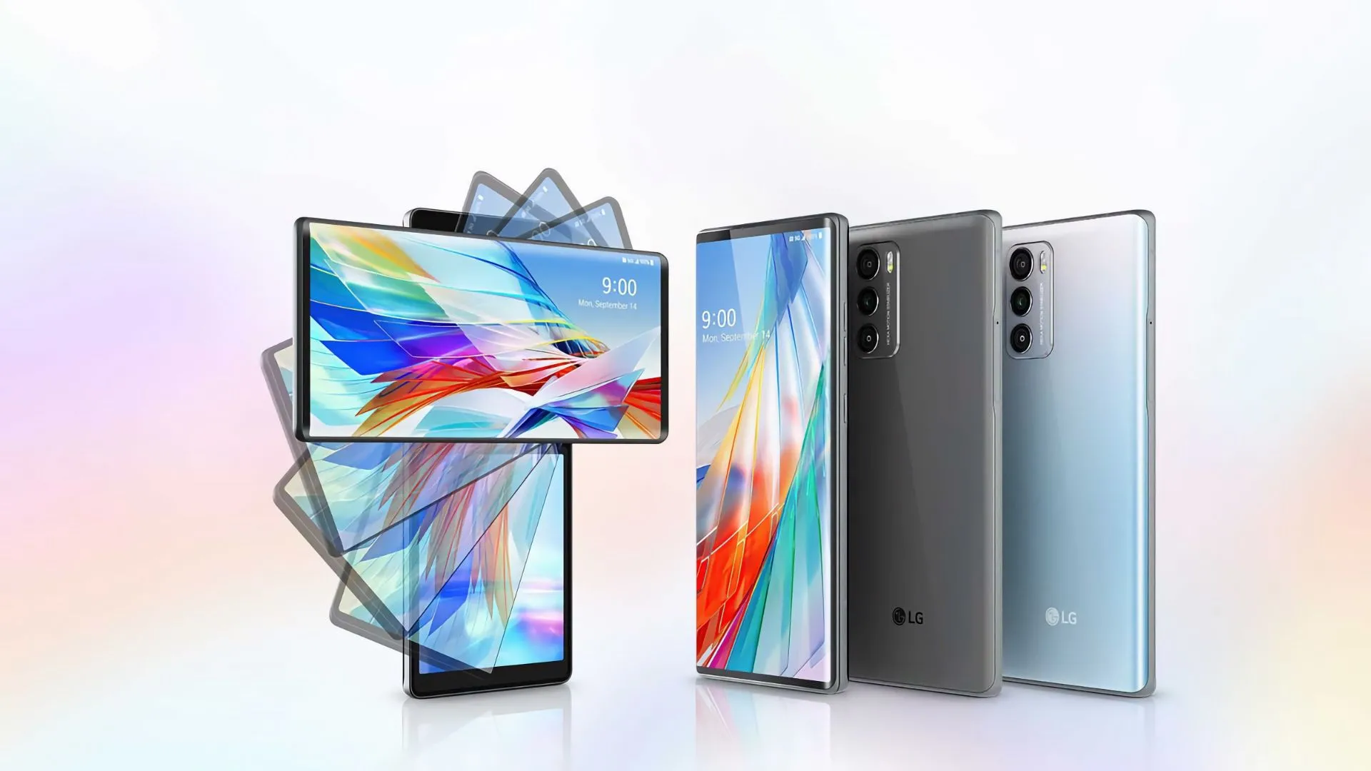 Điện thoại LG Wing với màn hình chính xoay ngang, để lộ màn hình phụ bên dưới