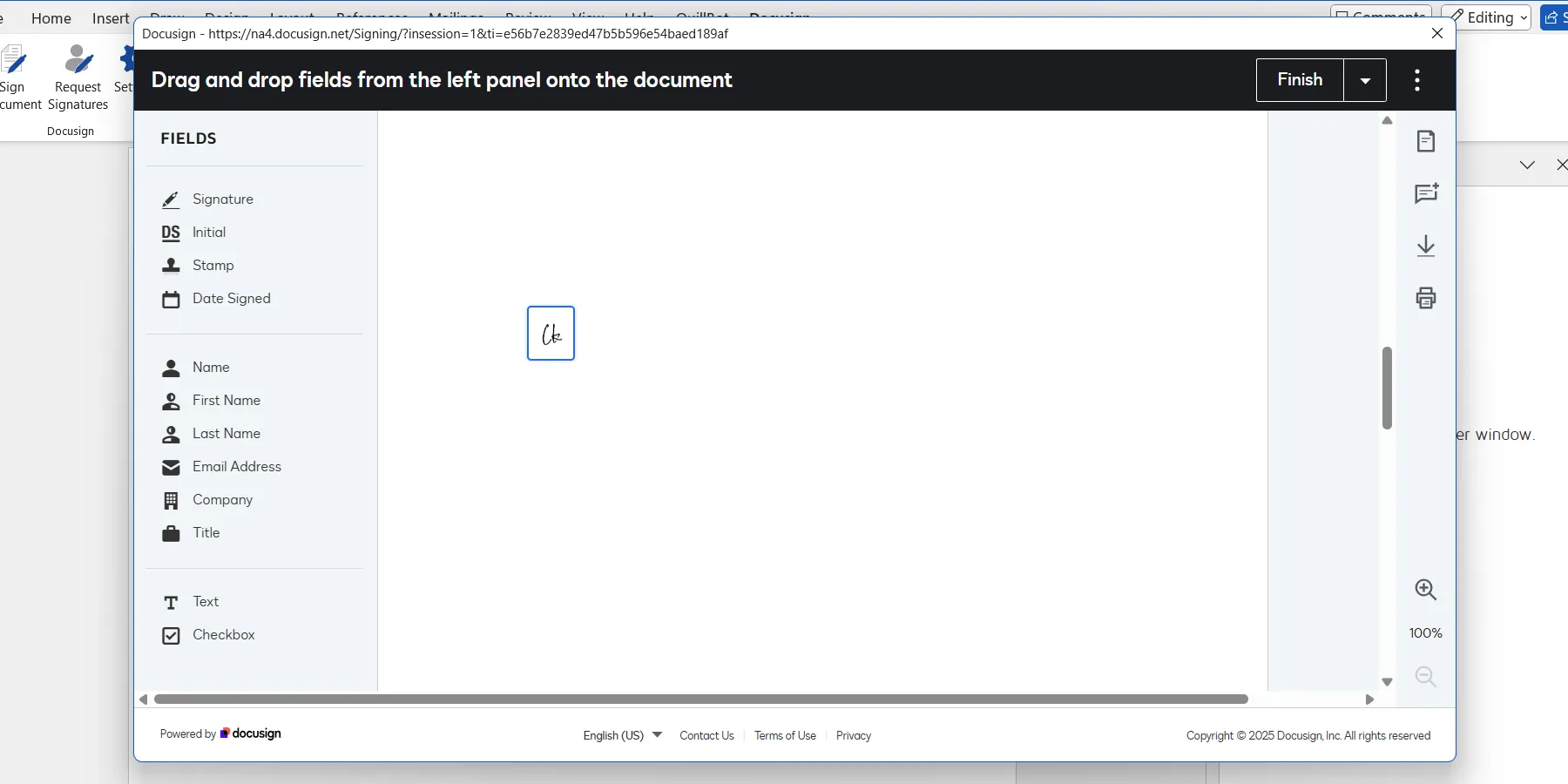 Docusign add-in hỗ trợ ký điện tử trên tài liệu Word