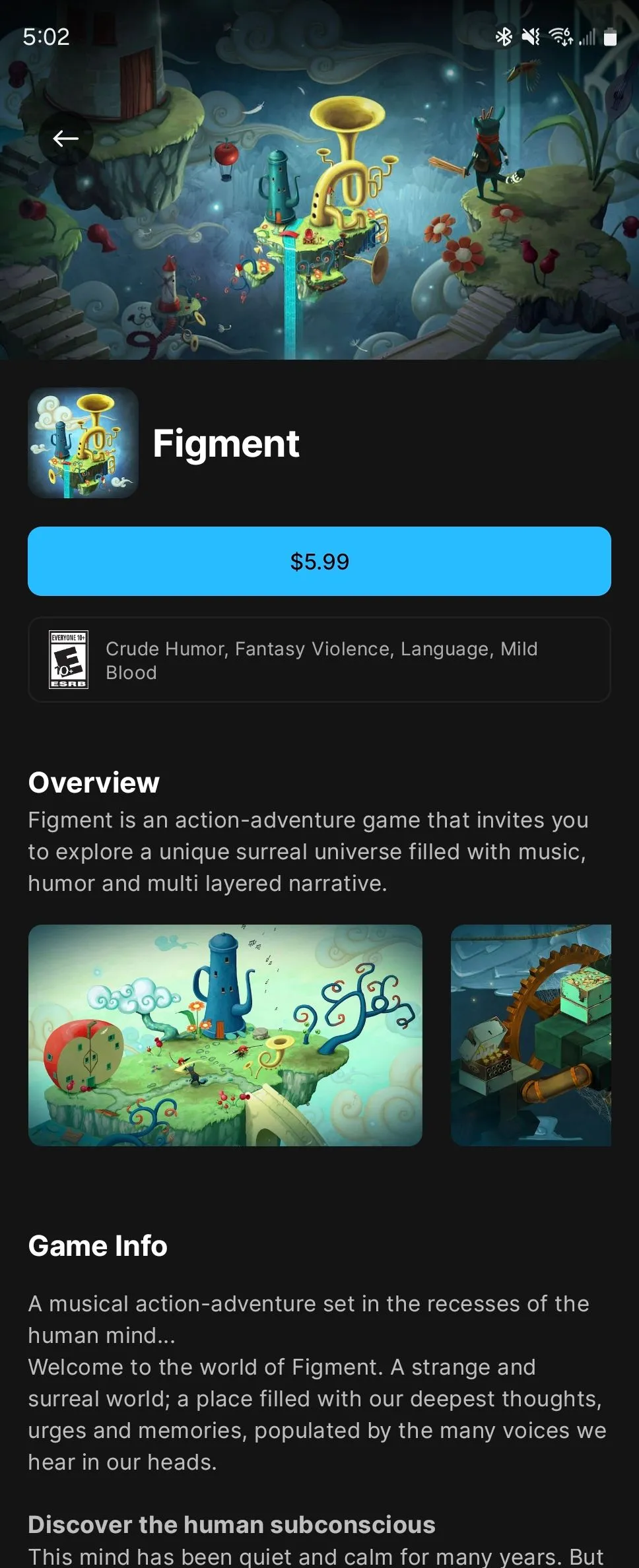 Game Figment trên Epic Games Store di động.