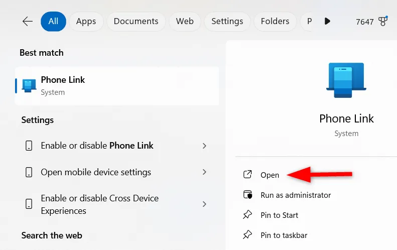 Giao diện khởi động và hướng dẫn cài đặt ứng dụng Phone Link trên Windows 11 để kết nối Android.