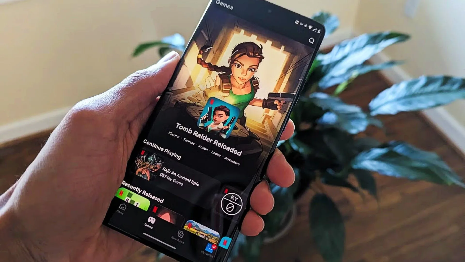 Giao diện phần trò chơi trong ứng dụng Netflix, minh họa các tùy chọn chơi game đám mây và từ xa tiện lợi trên Android.