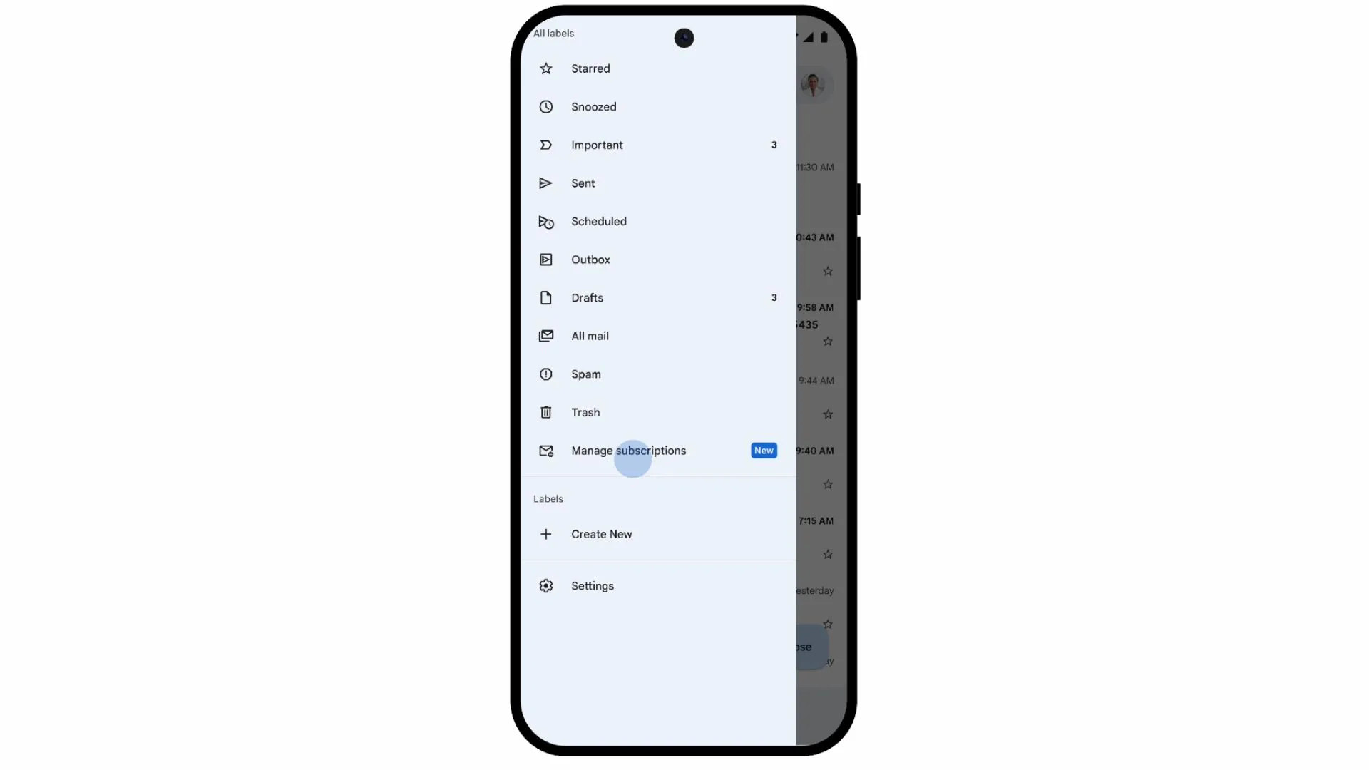 Giao diện tính năng quản lý đăng ký email trong Gmail, hiển thị danh sách các bản tin và tùy chọn hủy đăng ký