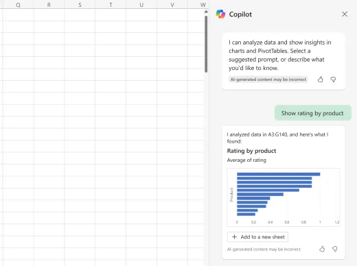Gợi ý phân tích dữ liệu thông minh từ Microsoft Copilot trong Excel, hỗ trợ giải quyết các bài toán phức tạp