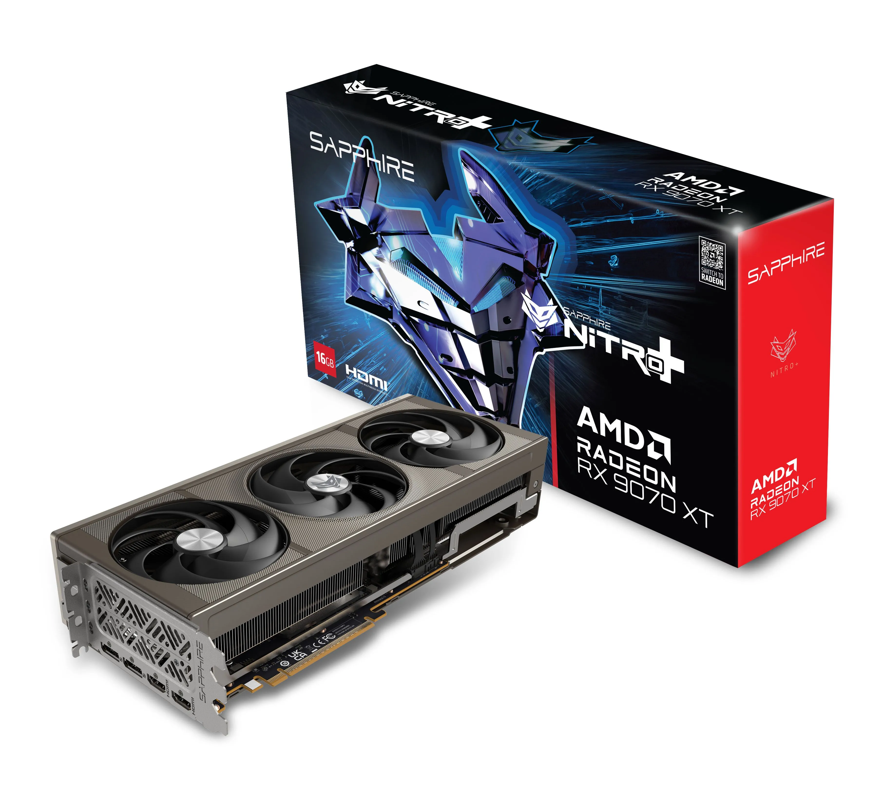 Hình ảnh card đồ họa Sapphire NITRO+ AMD Radeon RX 9070 XT, một trong những GPU gaming mạnh mẽ của AMD