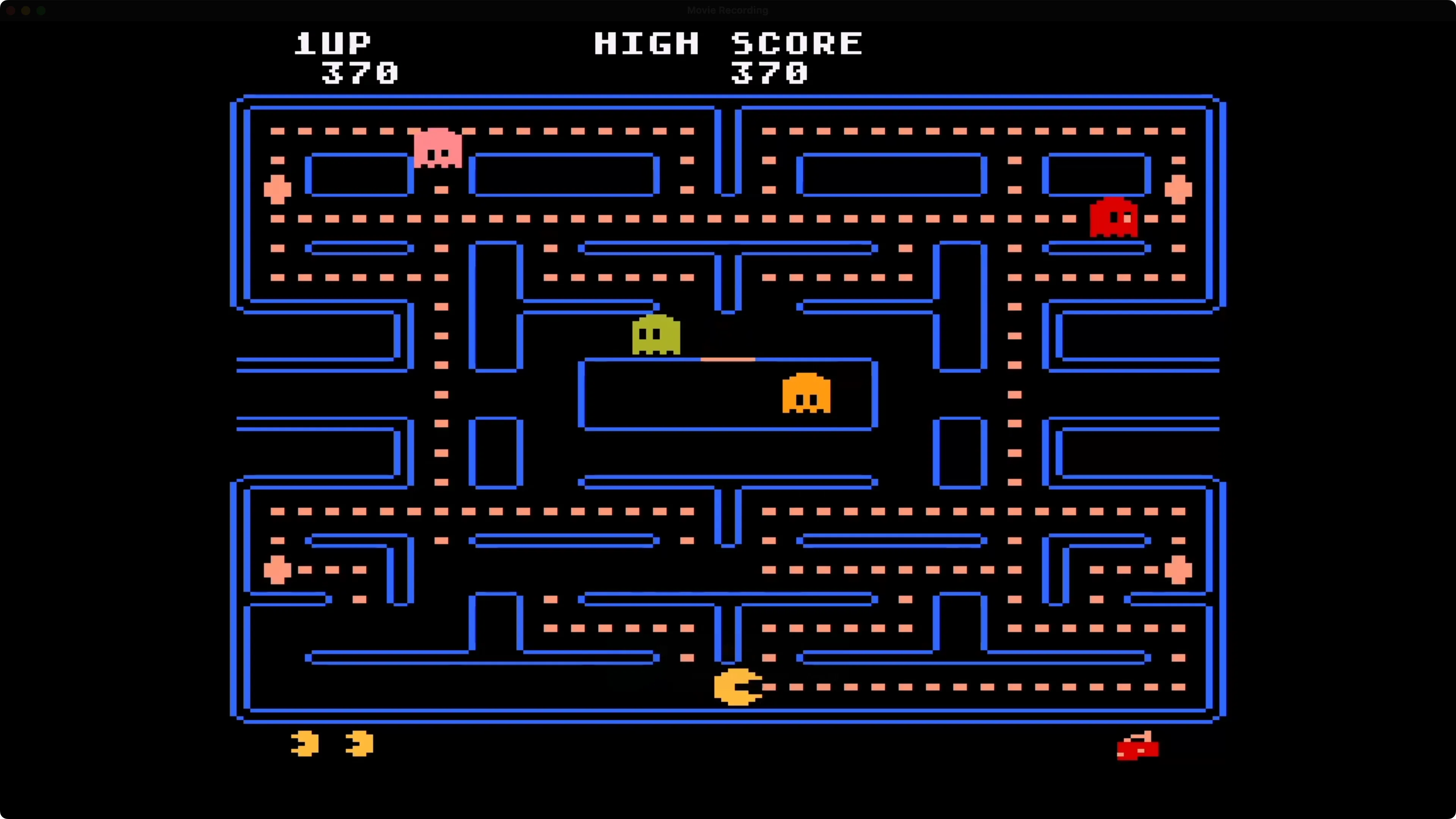 Hình ảnh game Pac-Man đang chạy trên Apple TV, minh họa tình trạng âm thanh bị lỗi.