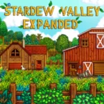 Hình ảnh tổng hợp các khu vực mới và NPC trong bản mod Stardew Valley Expanded, minh họa sự phong phú của nội dung mở rộng.