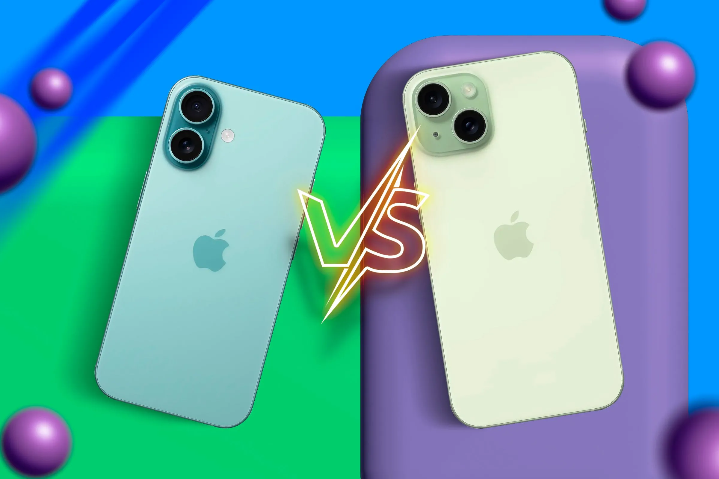 iPhone 15 và iPhone 16 (mô phỏng) đặt cạnh nhau, so sánh thiết kế.