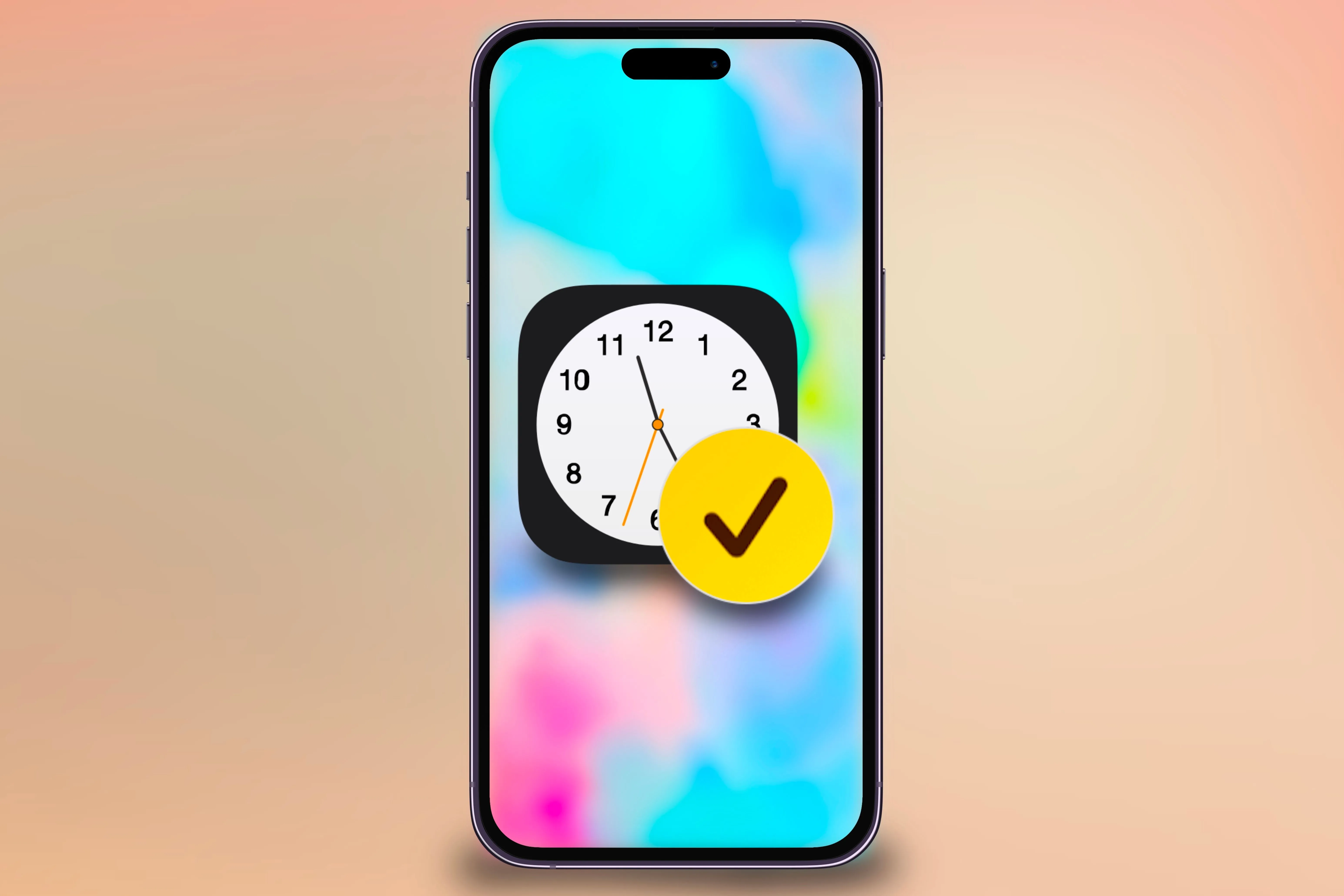 iPhone hiển thị biểu tượng ứng dụng Đồng hồ và biểu tượng Check In, gợi ý khả năng lên lịch tự động cho tính năng Check In.