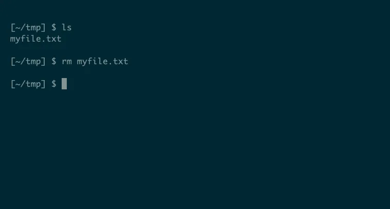 Lệnh rm trong Linux xóa tệp và không hiển thị đầu ra trên terminal.
