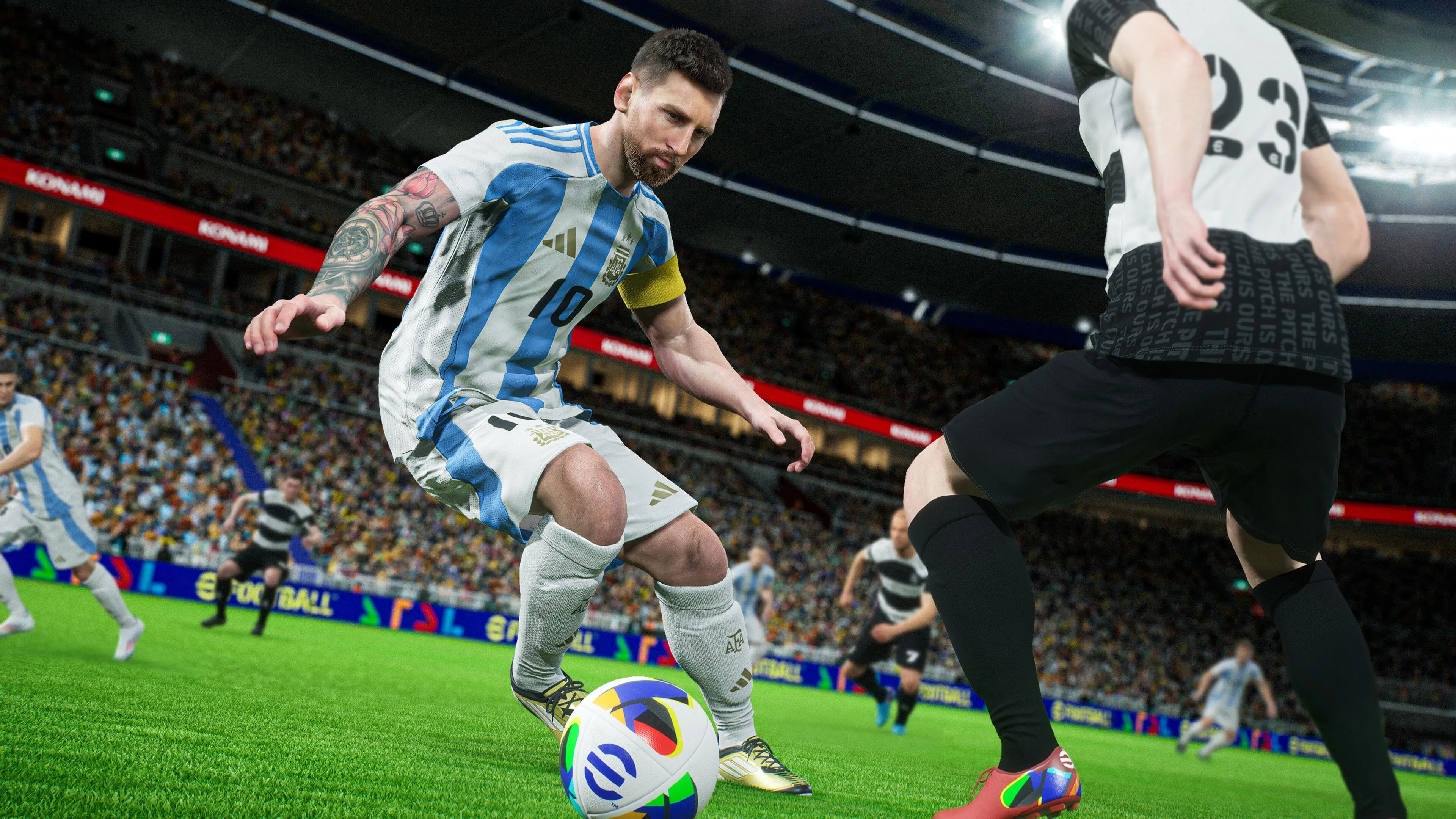 Lionel Messi rê bóng trong eFootball, game bóng đá miễn phí đáng chơi thay thế EA Sports FC