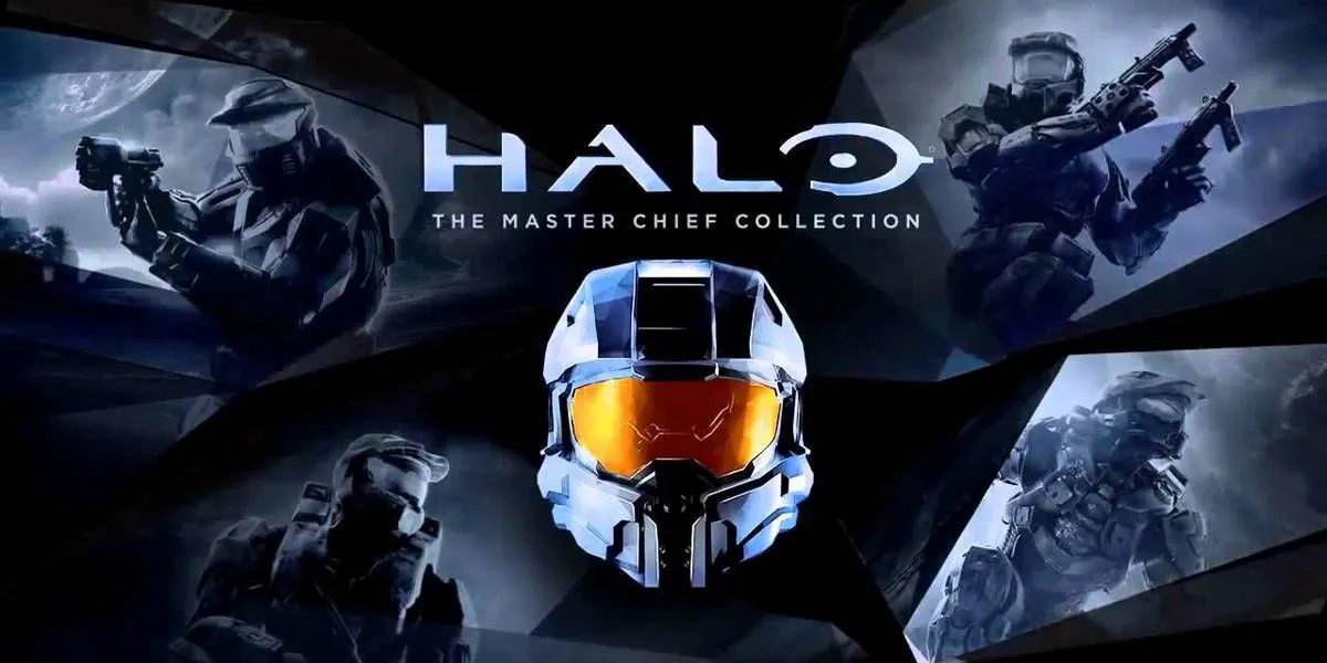 Màn hình tiêu đề của bộ sưu tập game Halo: The Master Chief Collection, hiển thị logo game và lựa chọn chơi.
