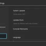 Menu cài đặt cập nhật hệ thống Nintendo Switch giúp kiểm tra phiên bản firmware