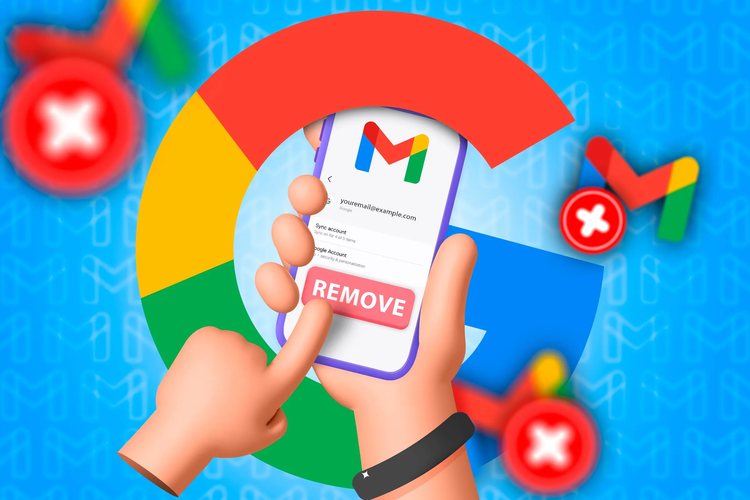 Minh họa giao diện ứng dụng Gmail với thiết kế Material 3 Expressive mới.