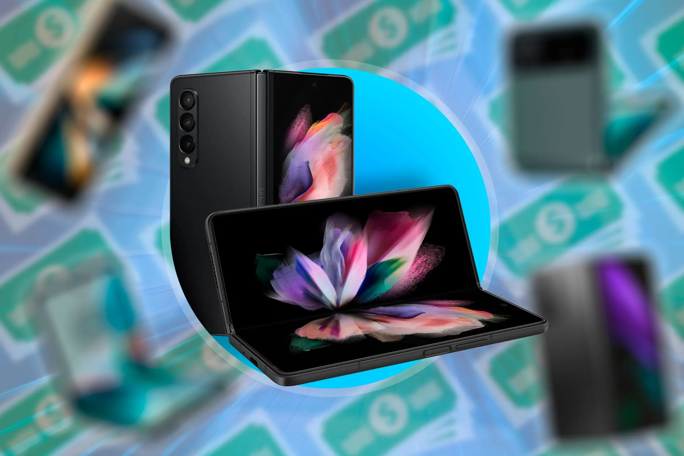 Một chiếc điện thoại gập Samsung với màn hình mở.