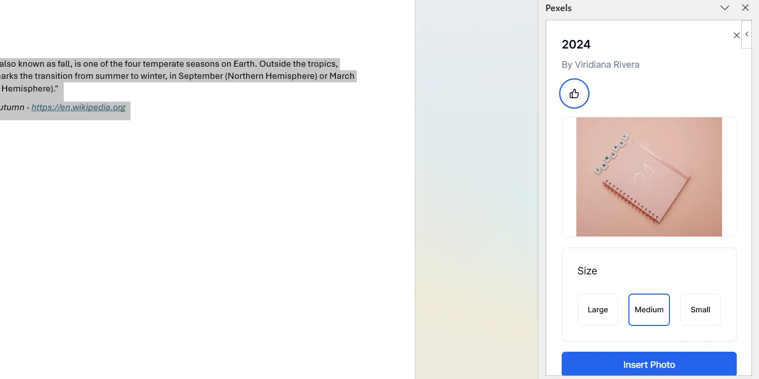 Pexels add-in tìm kiếm và chèn ảnh stock miễn phí vào Word