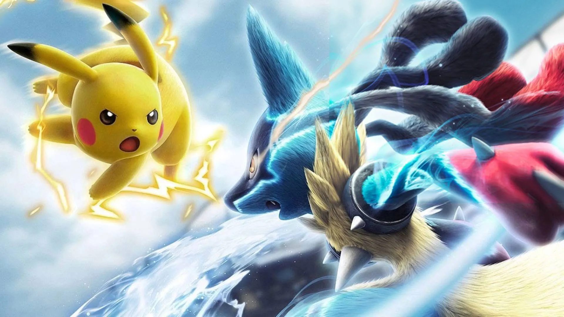 Pikachu và Lucario đang giao đấu trong Pokken Tournament