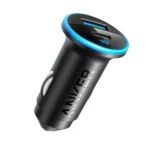 Sạc ô tô Anker 323 USB-C hai cổng màu đen, hiển thị thiết kế nhỏ gọn và cổng sạc