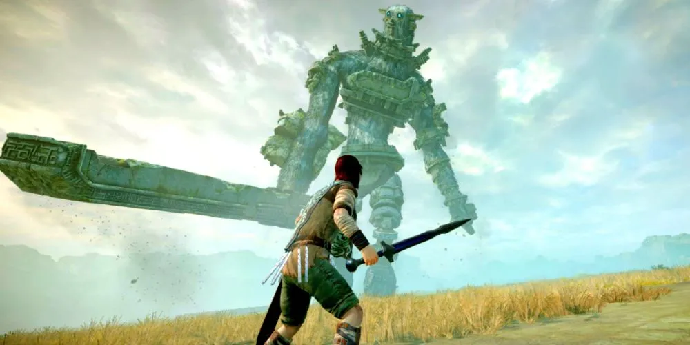 Shadow of the Colossus, cảnh nhân vật Wander trên lưng một Colossus