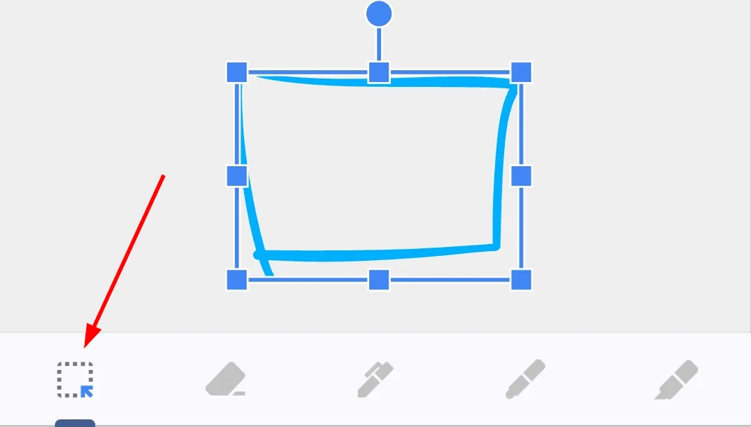 Sử dụng công cụ chọn để di chuyển hoặc thay đổi kích thước các nét vẽ trong Google Keep.