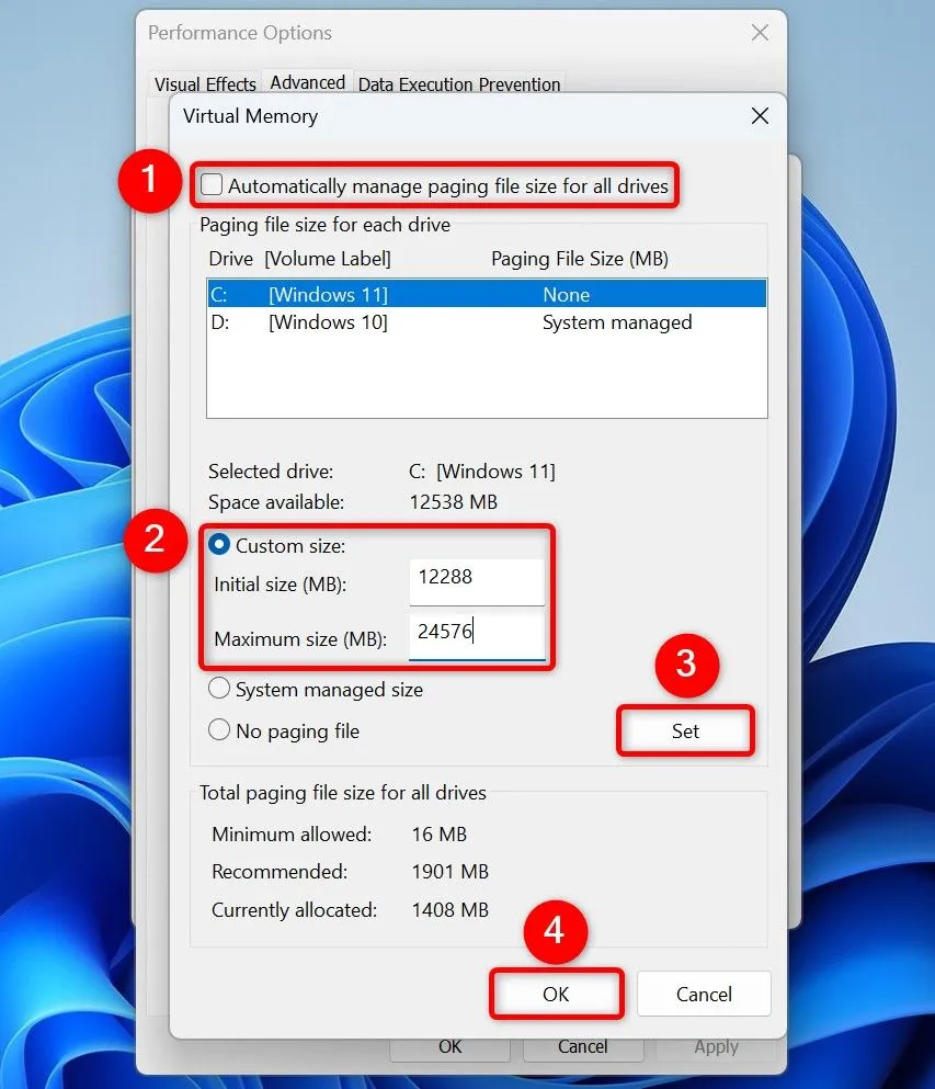 Tăng kích thước bộ nhớ ảo cho Windows 11 để chơi game mượt hơn