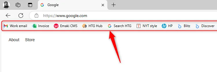 Thanh Yêu thích của Microsoft Edge.