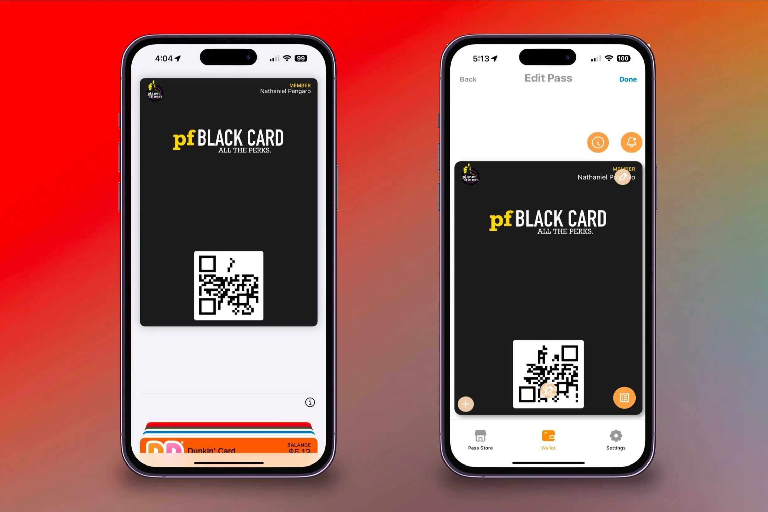 Thẻ đã tạo từ Pass2U hiển thị trong ứng dụng Apple Wallet và khả năng chỉnh sửa thẻ ngay trong ứng dụng gốc trên iPhone