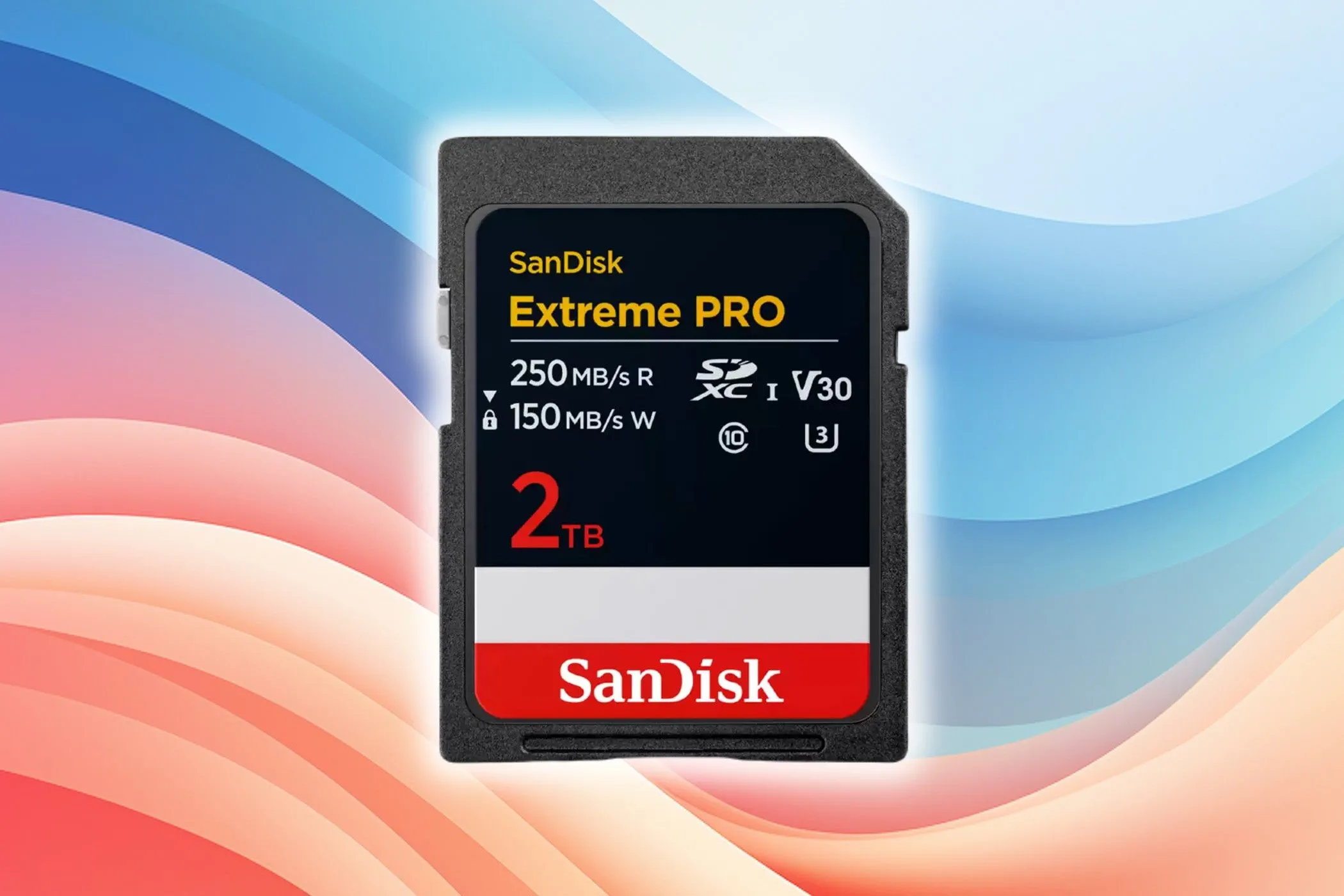 Thẻ nhớ SanDisk Extreme Pro 2TB siêu tốc độ trên nền màu sắc
