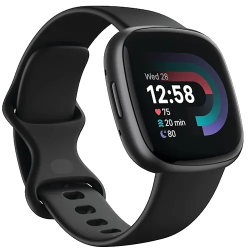 Thẻ sản phẩm Fitbit Versa 4 với thông tin tính năng nổi bật.