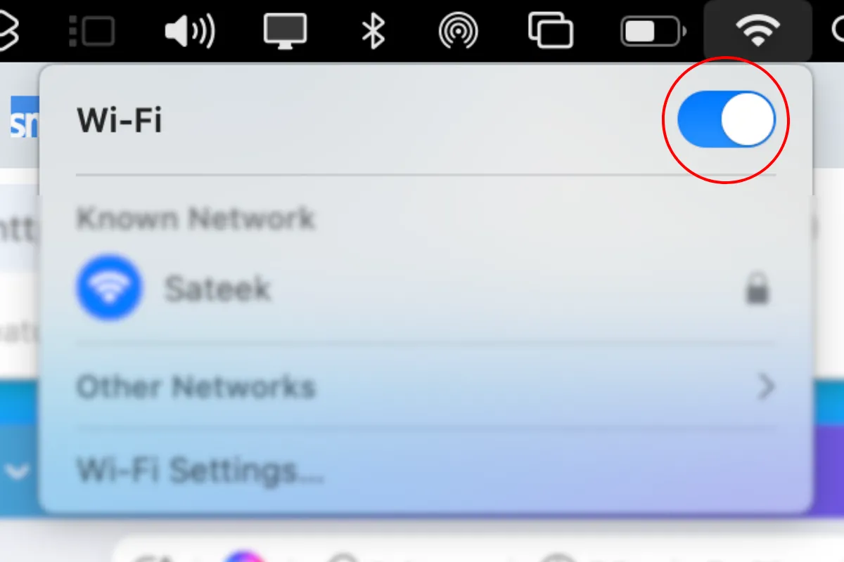 Tùy chọn bật/tắt Wi-Fi nhanh chóng từ Menu Bar trên MacBook