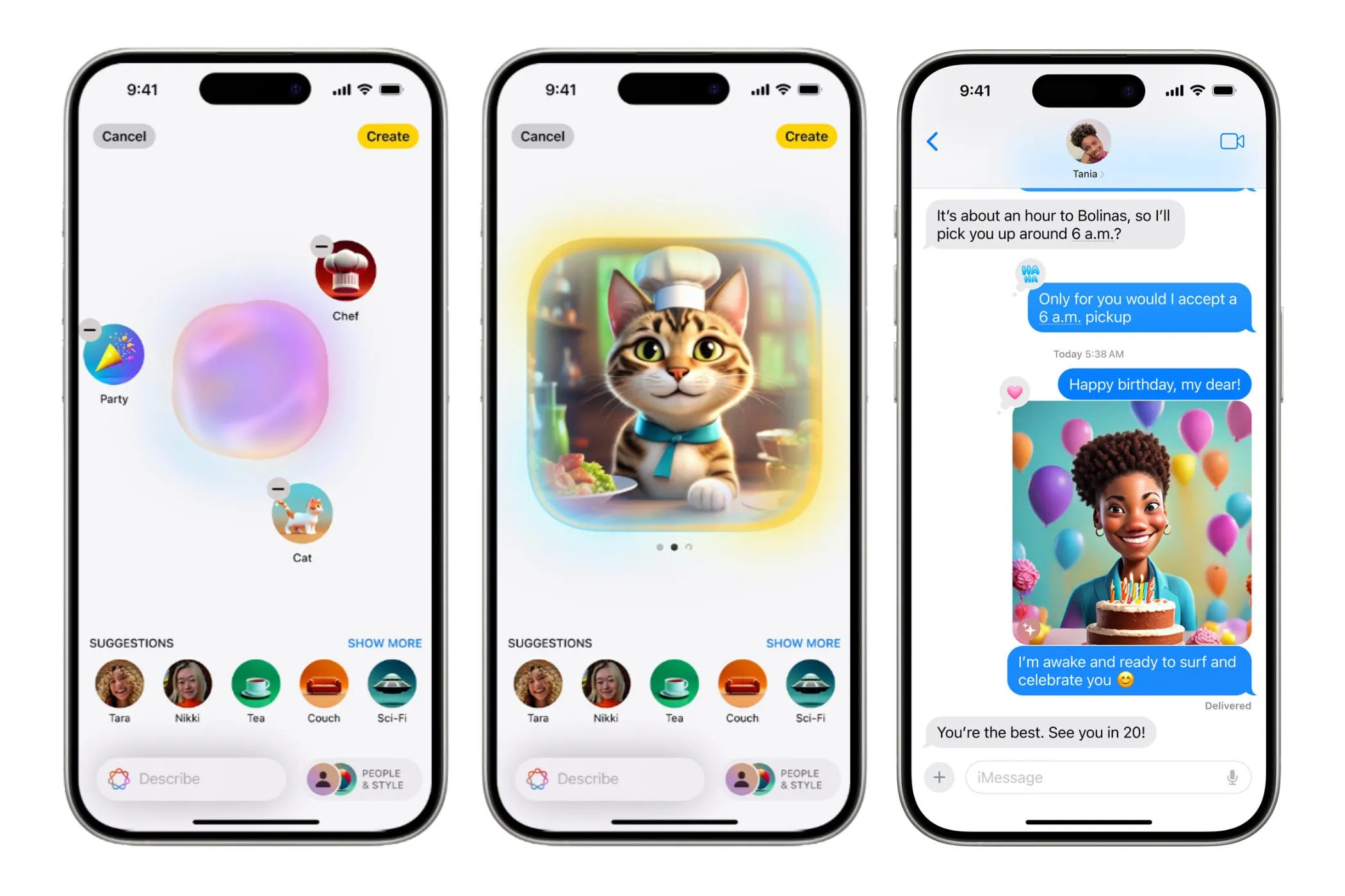 Ảnh chụp màn hình tính năng Image Playground đang hoạt động trên iPhone.