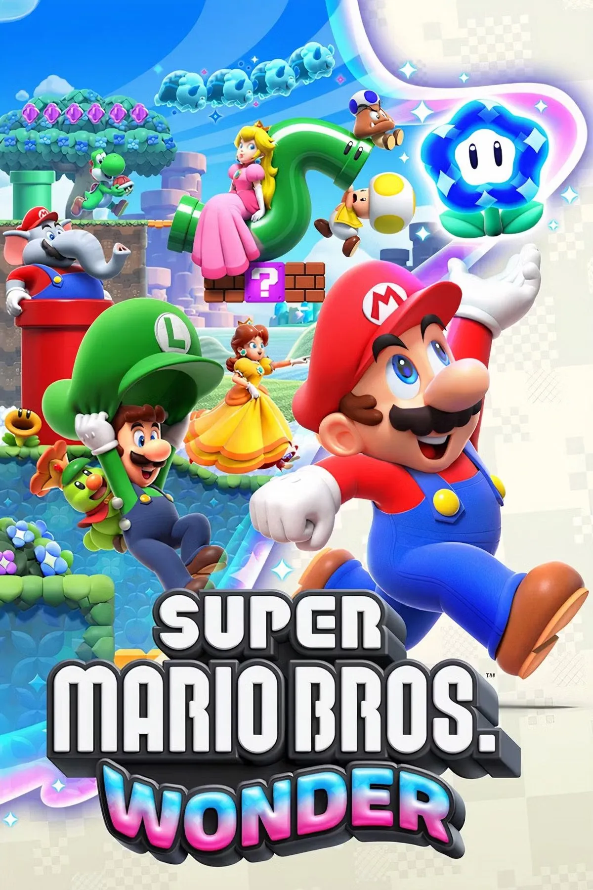 Bìa game Super Mario Bros. Wonder, tựa game platformer 2D vui nhộn dành cho gia đình trên Nintendo Switch.