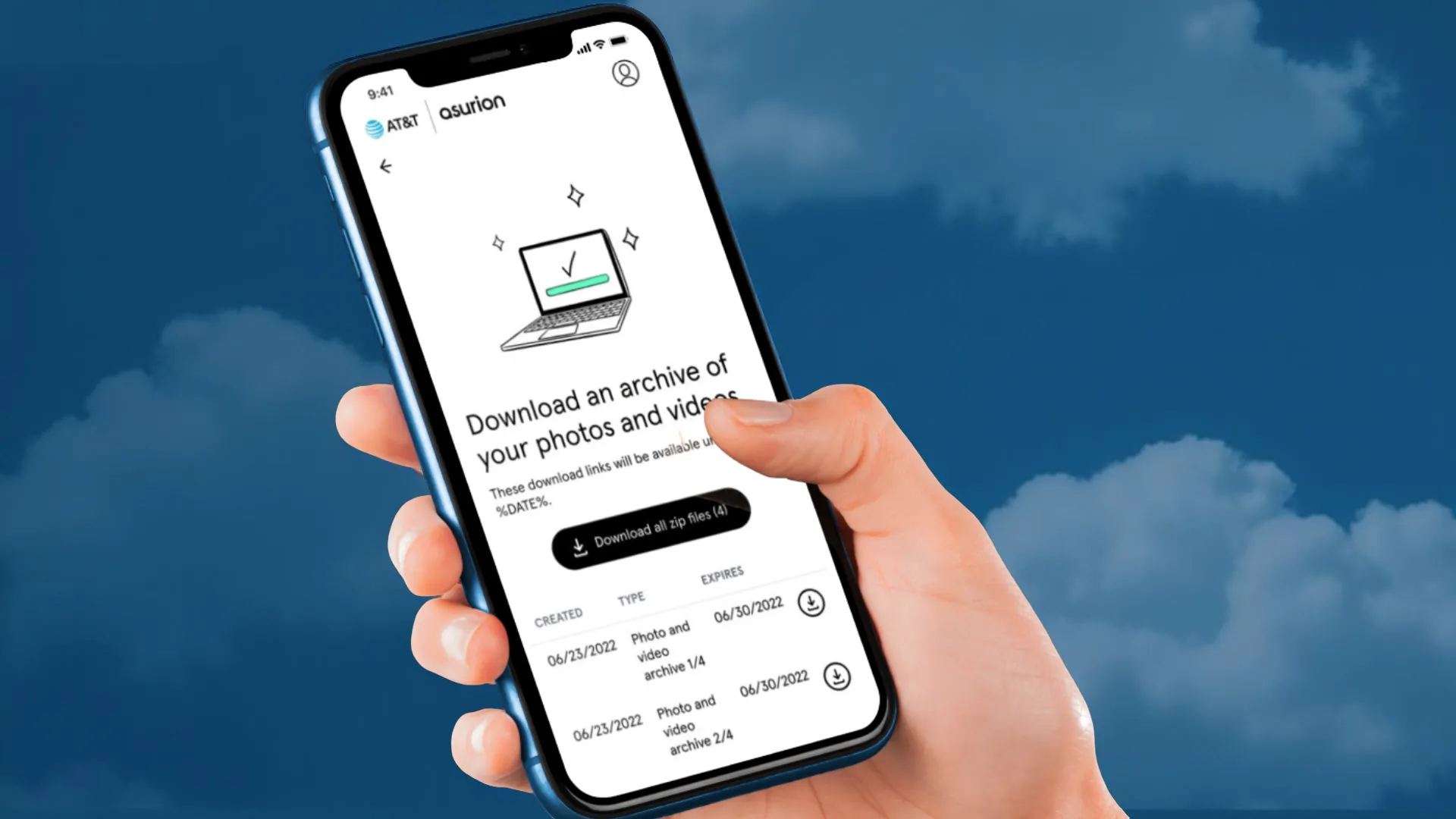 Biểu tượng dịch vụ lưu trữ đám mây AT&amp;T Photo Storage