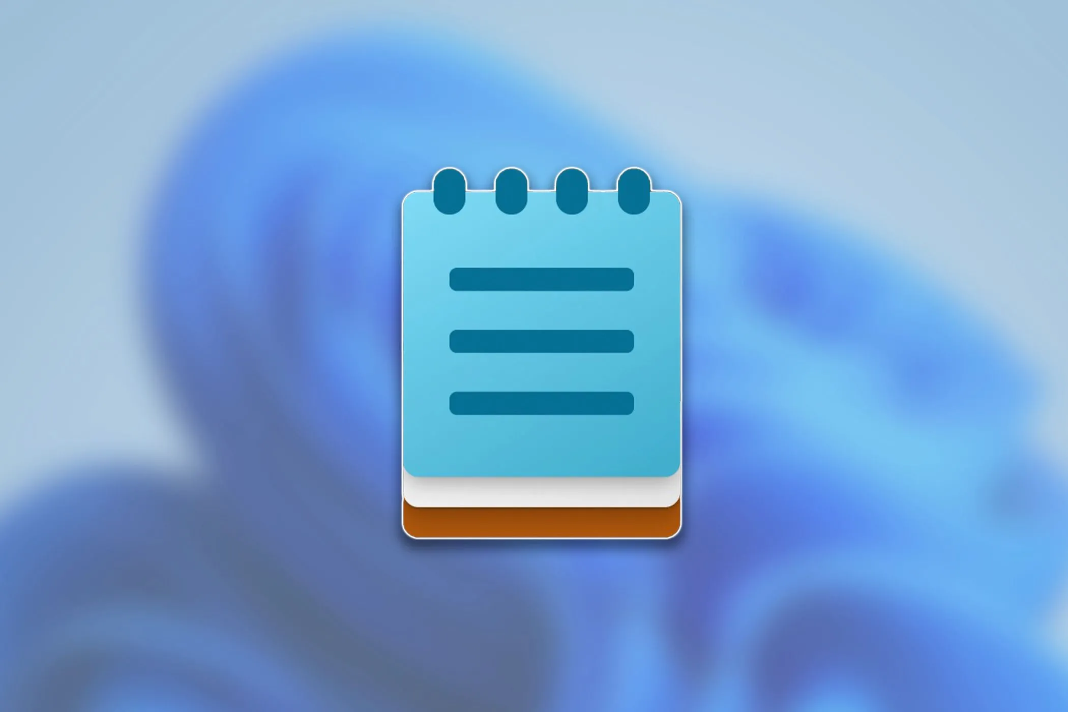 Biểu tượng Notepad của Windows 11 trên hình nền mặc định, thể hiện sự đổi mới của ứng dụng.