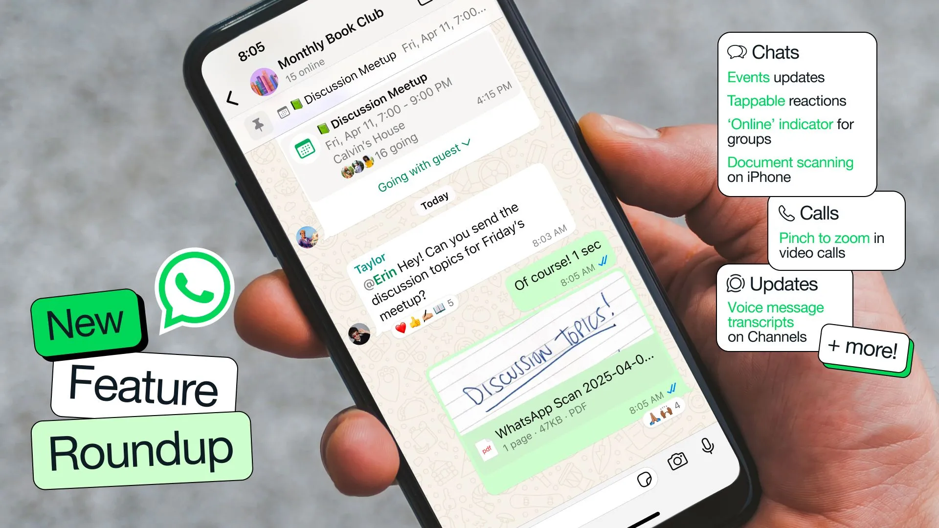 Biểu tượng WhatsApp trên màn hình điện thoại, minh họa cho 12 tính năng mới vừa được cập nhật